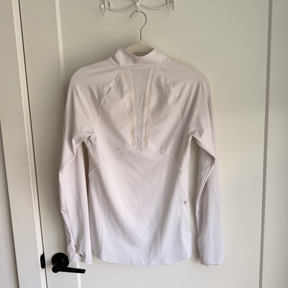 Athleta White Quarter Zip Pullover | Long Sleeve Athletic Top | Running Yoga Gym - Picture 3 of 10